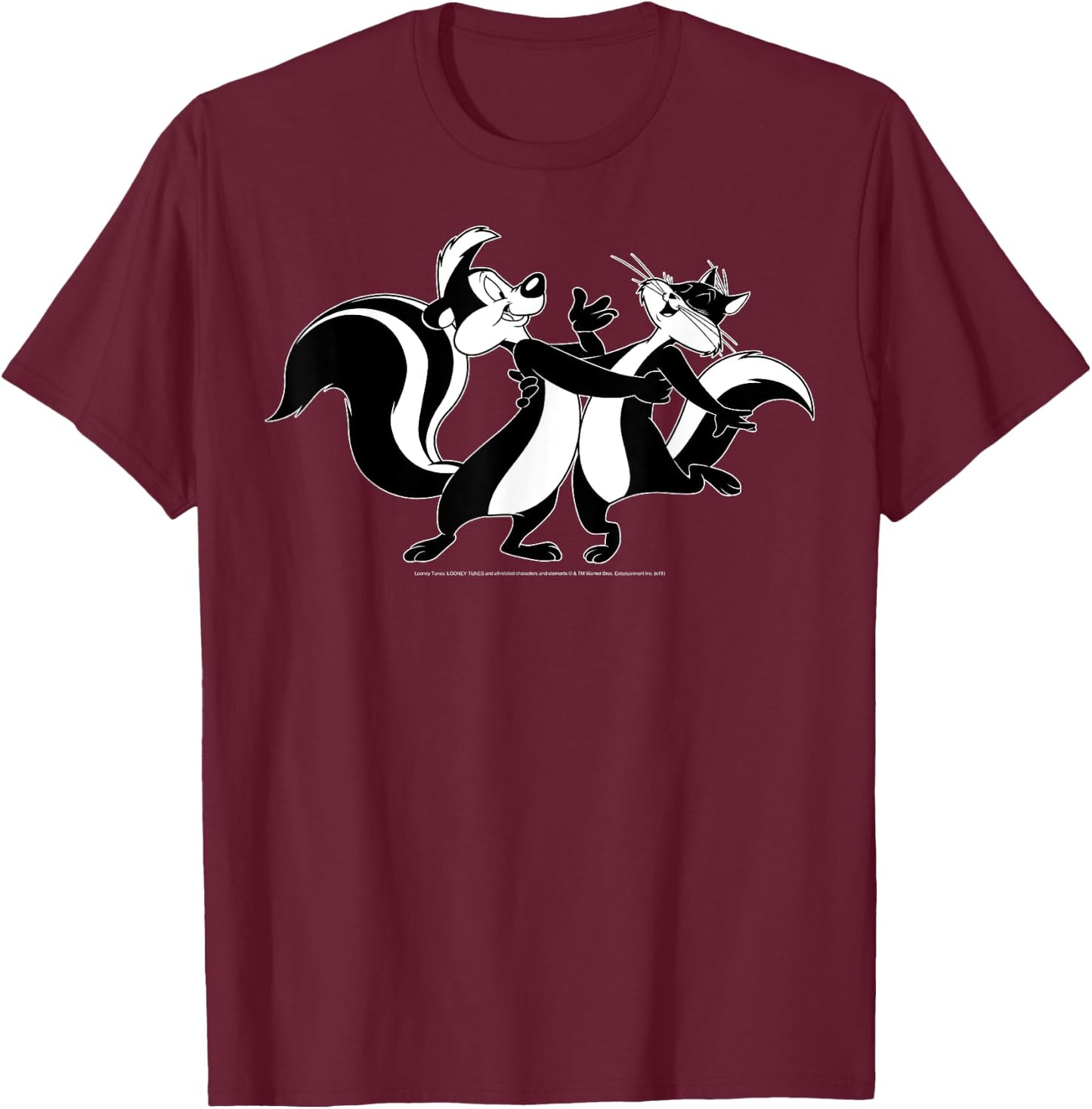 Looney Tunes Pepe Le Pew & Penelope Portrait T-Shirt - T-Shirt | Maroon