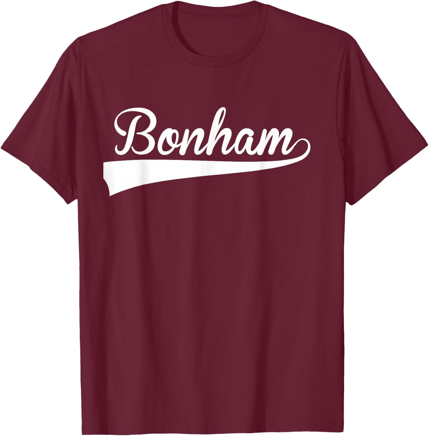 BONHAM Baseball Vintage Retro Font T-Shirt - T-Shirt | Maroon
