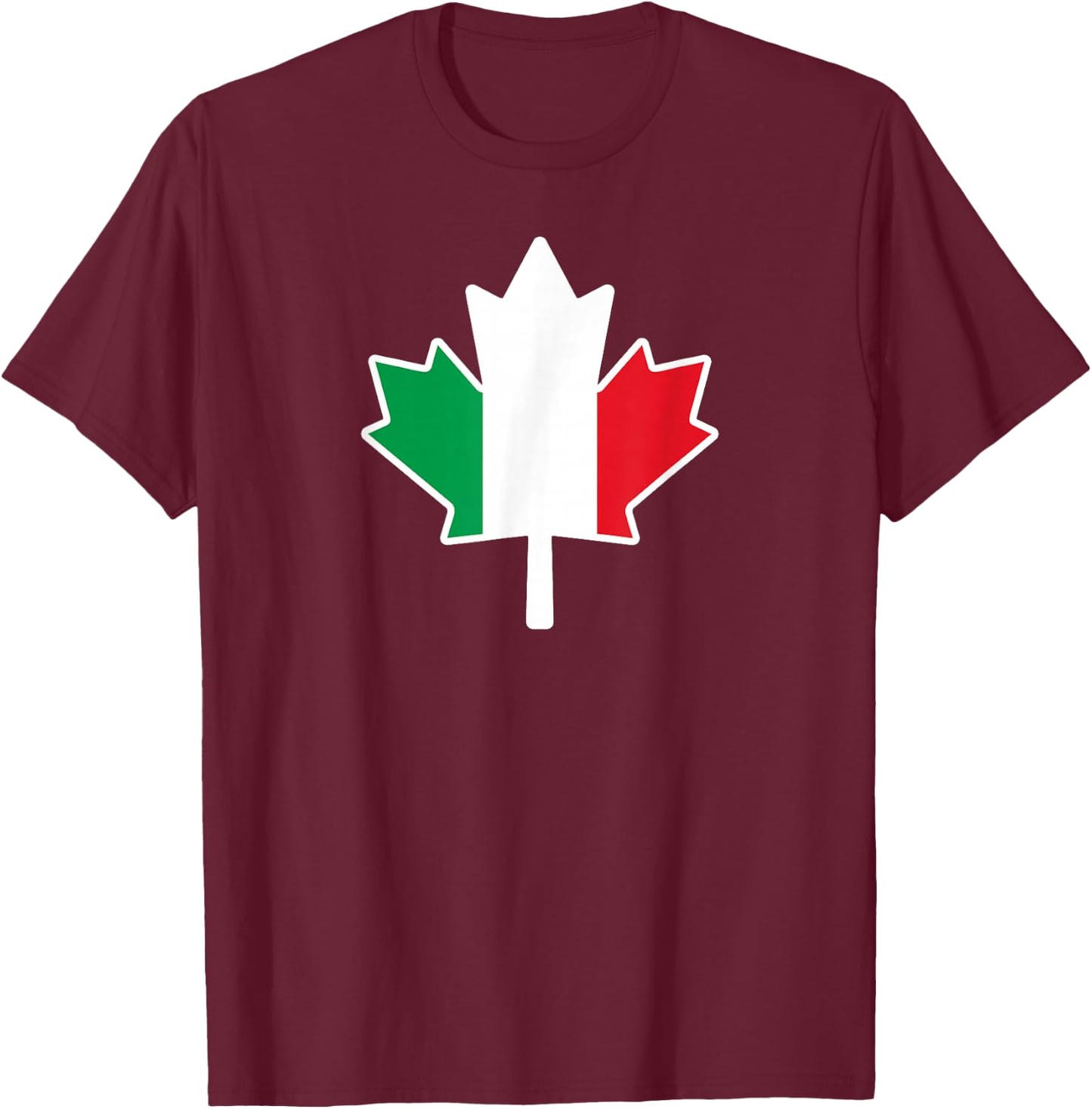 Half Canadian Italian: Canada Italy Maple Leaf Flag Mix T-Shirt - T-Shirt | Maroon