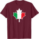 Half Canadian Italian: Canada Italy Maple Leaf Flag Mix T-Shirt - T-Shirt | Maroon
