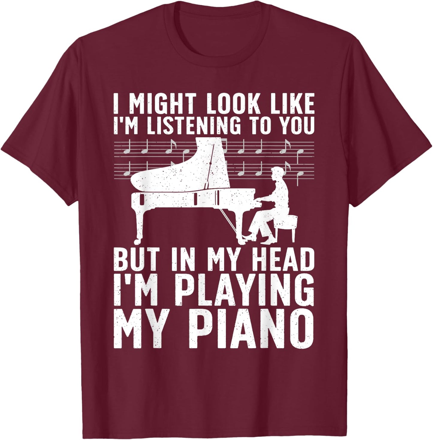 Funny Piano Art Women Music Keyboard Piano Lovers T-Shirt - T-Shirt | Maroon