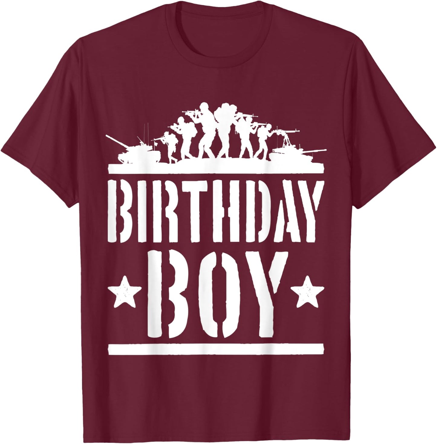 Kids Army Party Gift B-Day Party Shirt Birthday Boy T-Shirt - T-Shirt | Maroon