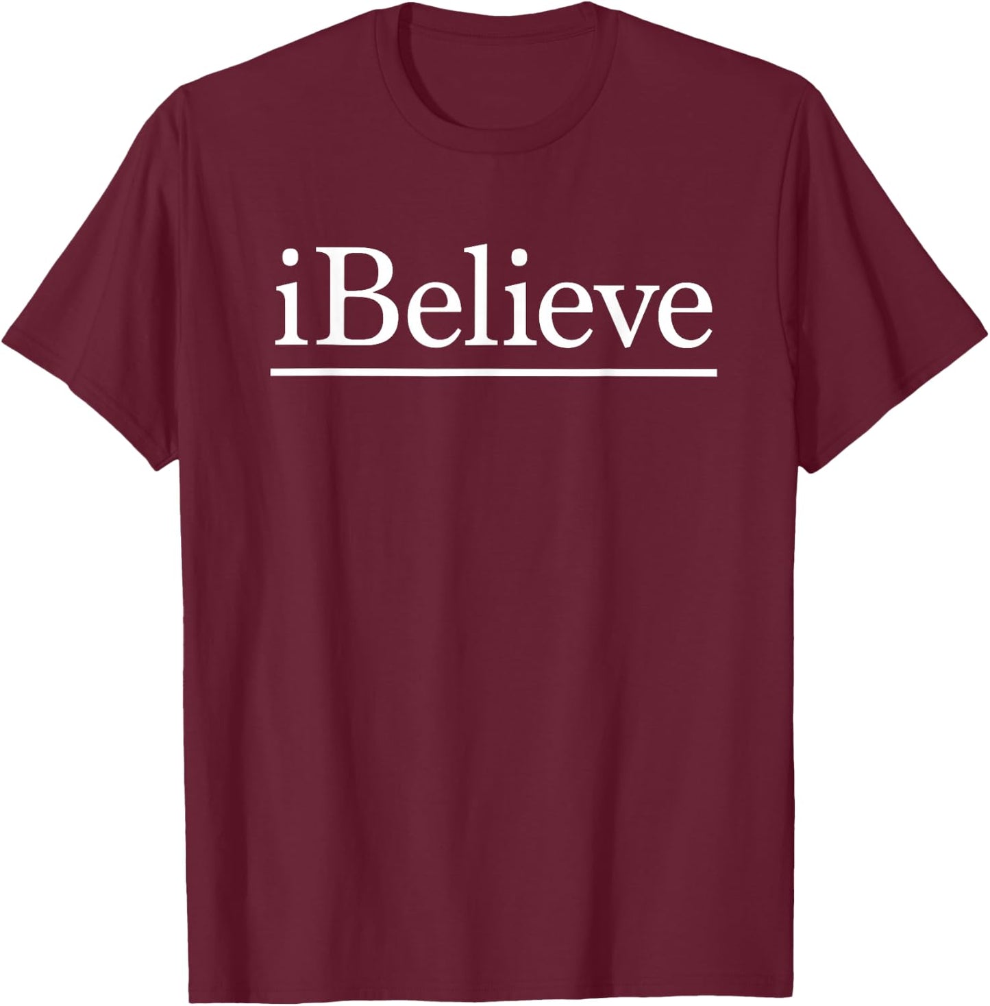 Word Art etc i Believe , Women's, -Adults, Female, Short Sleeve, , Black, Small T-Shirt - T-Shirt | Maroon