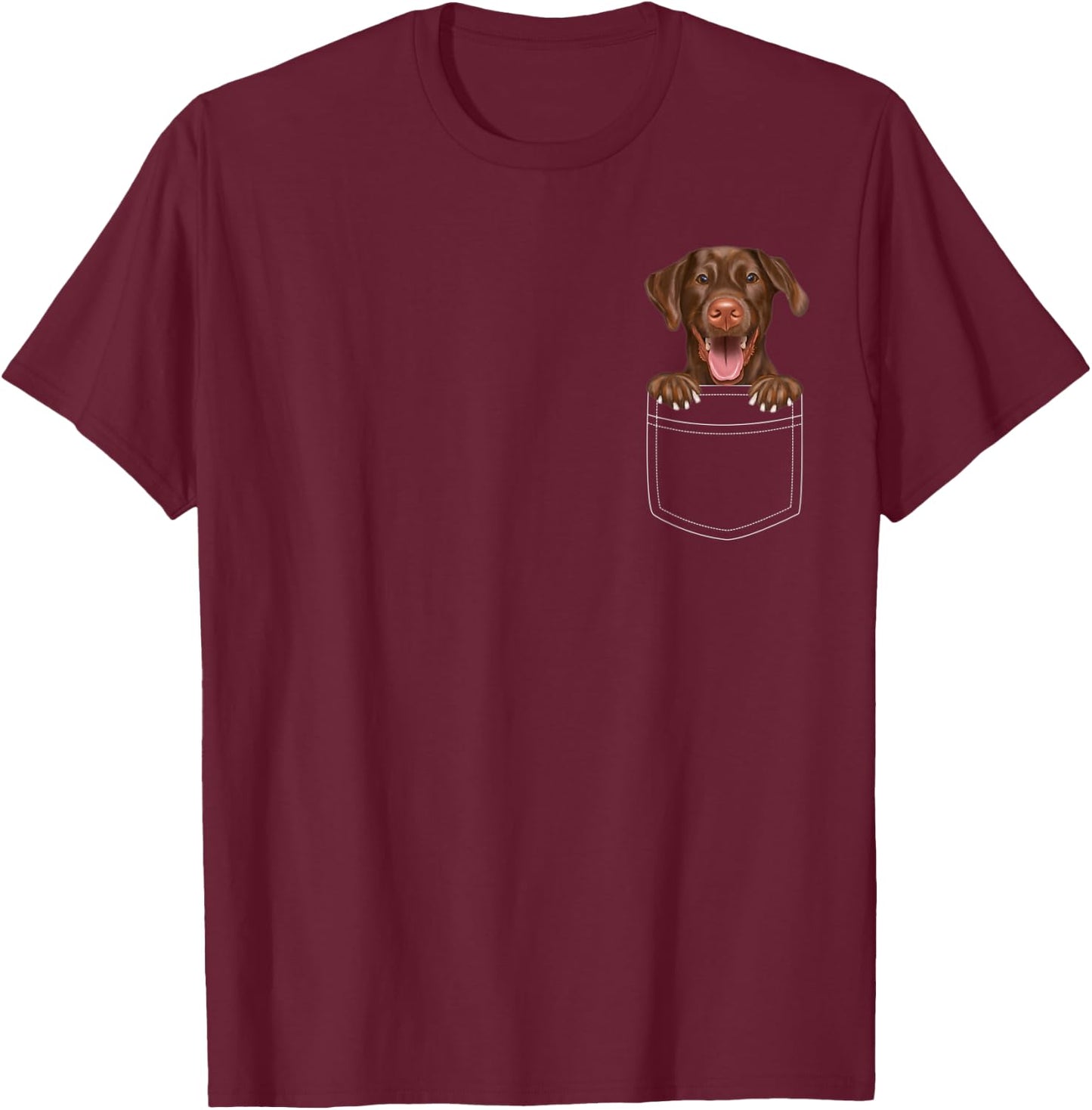 Brown Labrador Retriever Dog In Pocket Funny Dog Lover T-Shirt - T-Shirt | Maroon