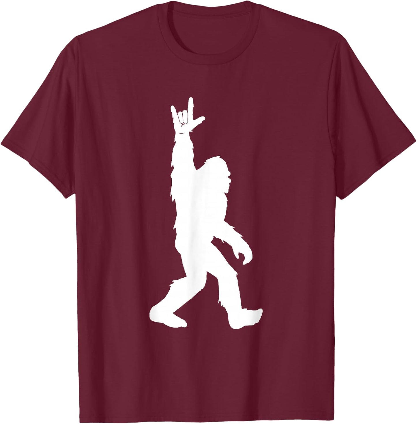 Bigfoot I Love You Hand Sign Language for Sasquatch Hunters T-Shirt - T-Shirt | Maroon