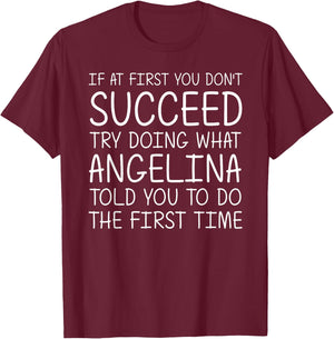 ANGELINA Gift Name Personalized Birthday Funny Christmas T-Shirt - T-Shirt | Maroon