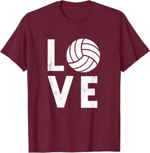 Love Volleyball Team Volleyball T-Shirt - T-Shirt | Maroon