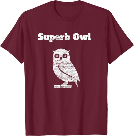 Wayne Rose Women's Black Modern Distressed Owl , Small, Short Sleeve, , Classic Fit, Cotton 60% Polyester 40% T-Shirt - T-Shirt | Maroon