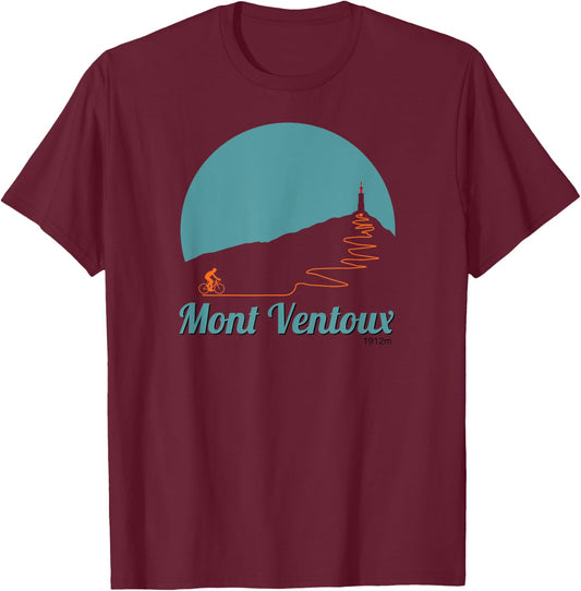 Mont Ventoux Cycling Climb - Mountain T-Shirt - T-Shirt | Maroon