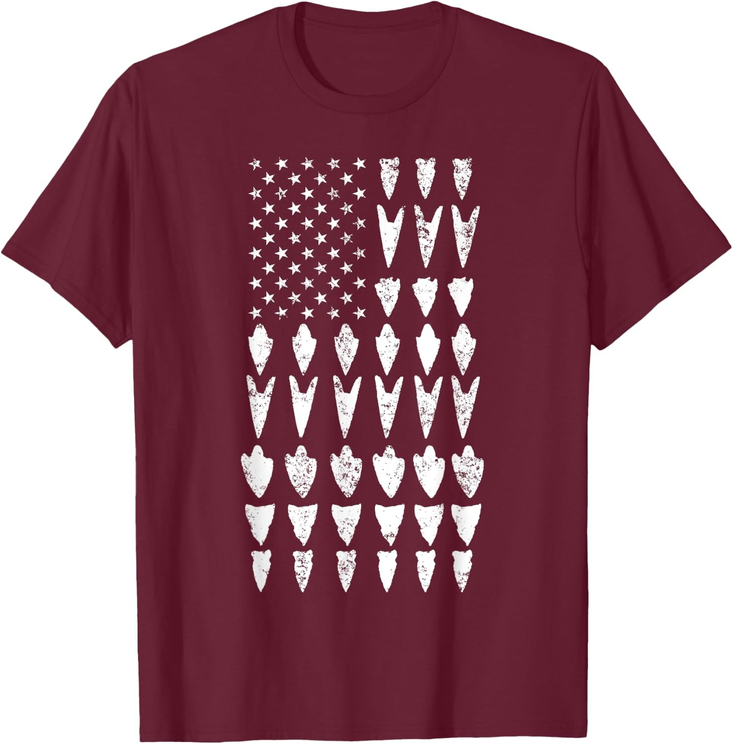 Arrowhead Hunting Collector USA Flag Hunt Hunter Men T-Shirt - T-Shirt | Maroon