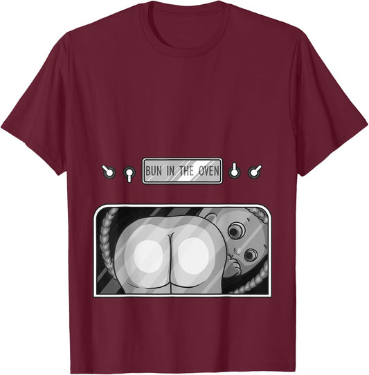 Funny Bun In The Oven Gift | Cute Expecting Pregnant Women T-Shirt - T-Shirt | Maroon