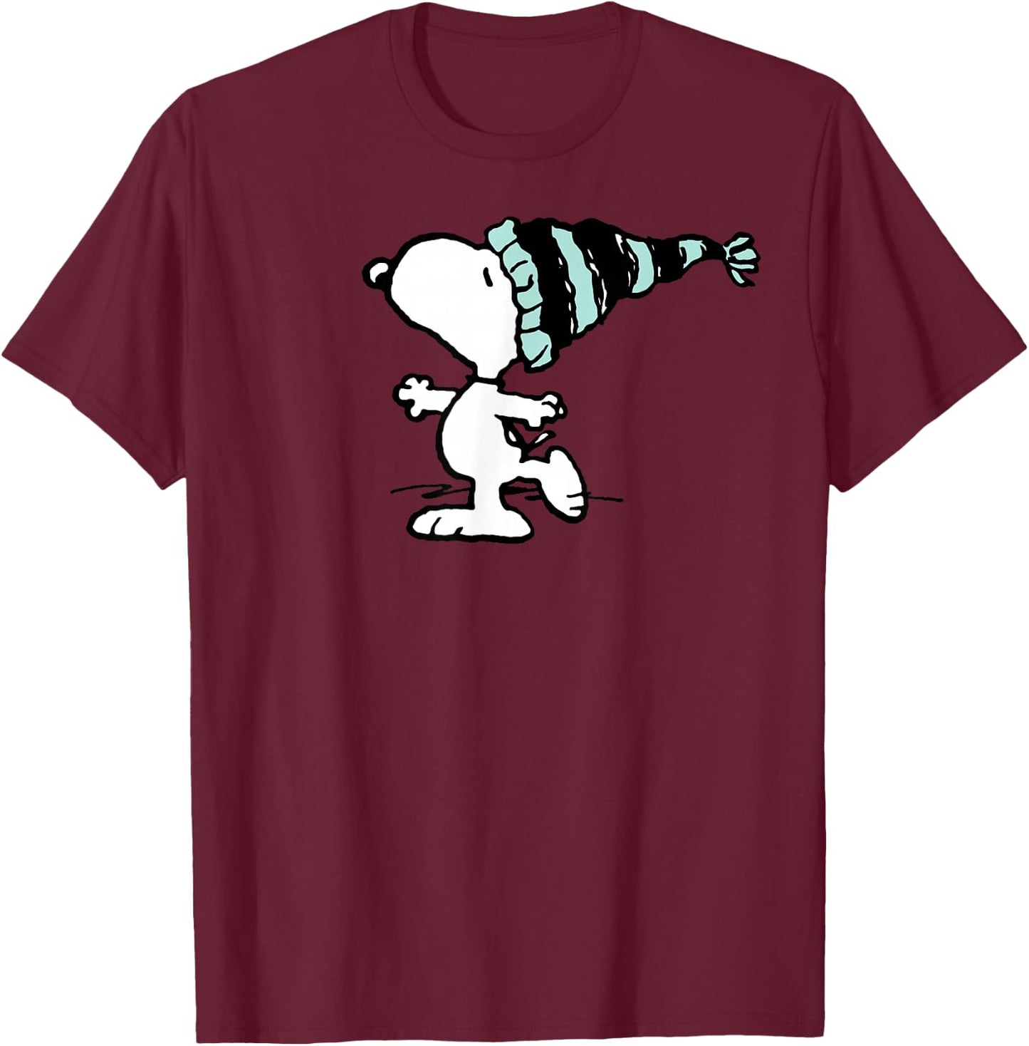 Peanuts Snoopy Holiday Winter Hat T-Shirt - T-Shirt | Maroon