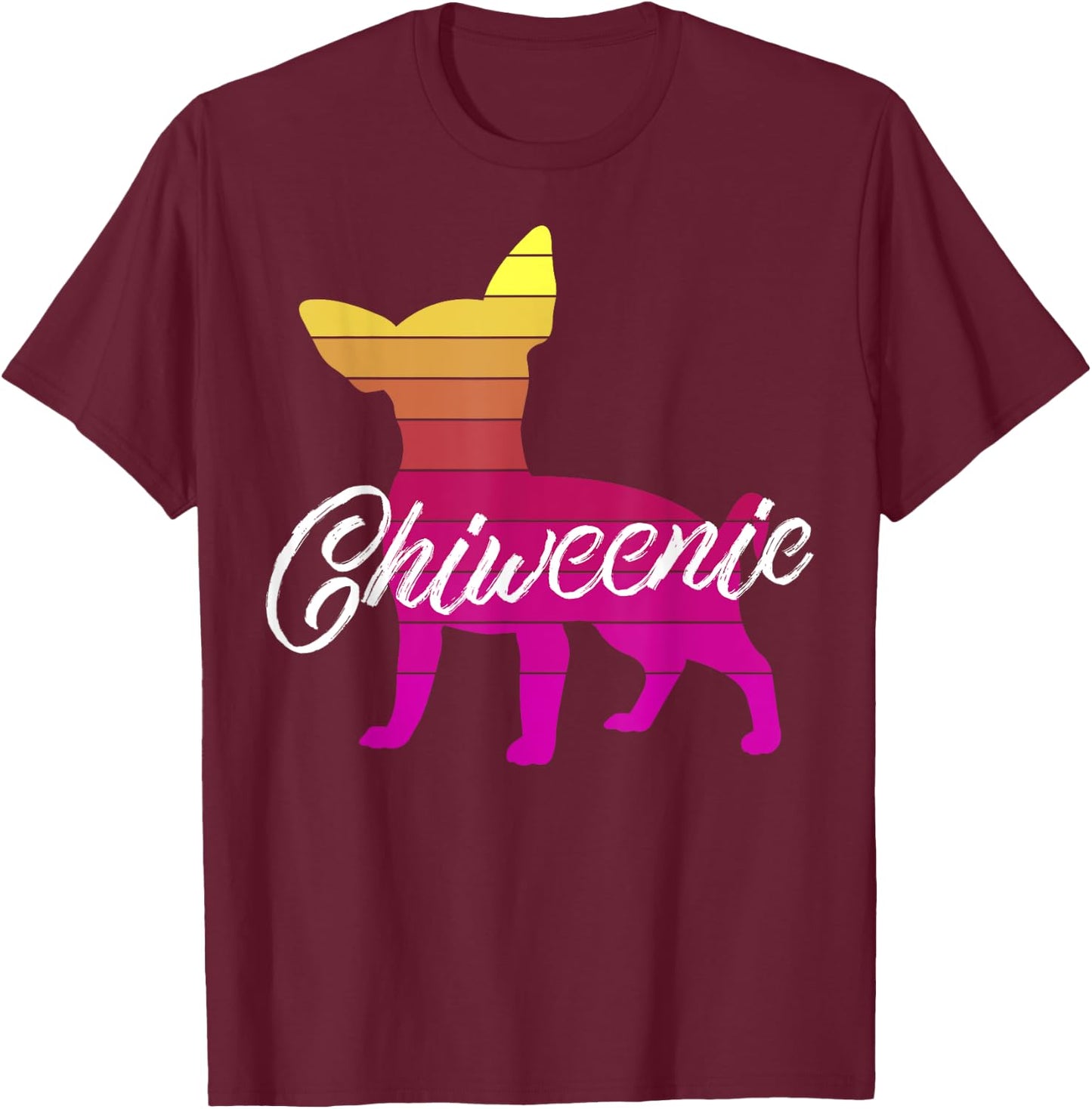 Cute Retro Chiweenie Silhouette Gift design for Chiweenies T-Shirt - T-Shirt | Maroon