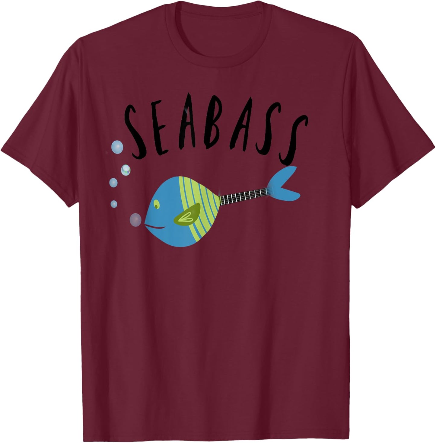 Funny Seabass fishing music guitar student teacher gift Men Women Girls Kids T-Shirt - T-Shirt | Maroon