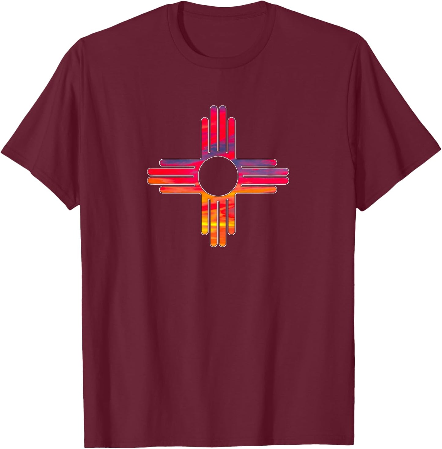 New Mexico State Flag - Retro Zia - Land of Enchantment T-Shirt - T-Shirt | Maroon
