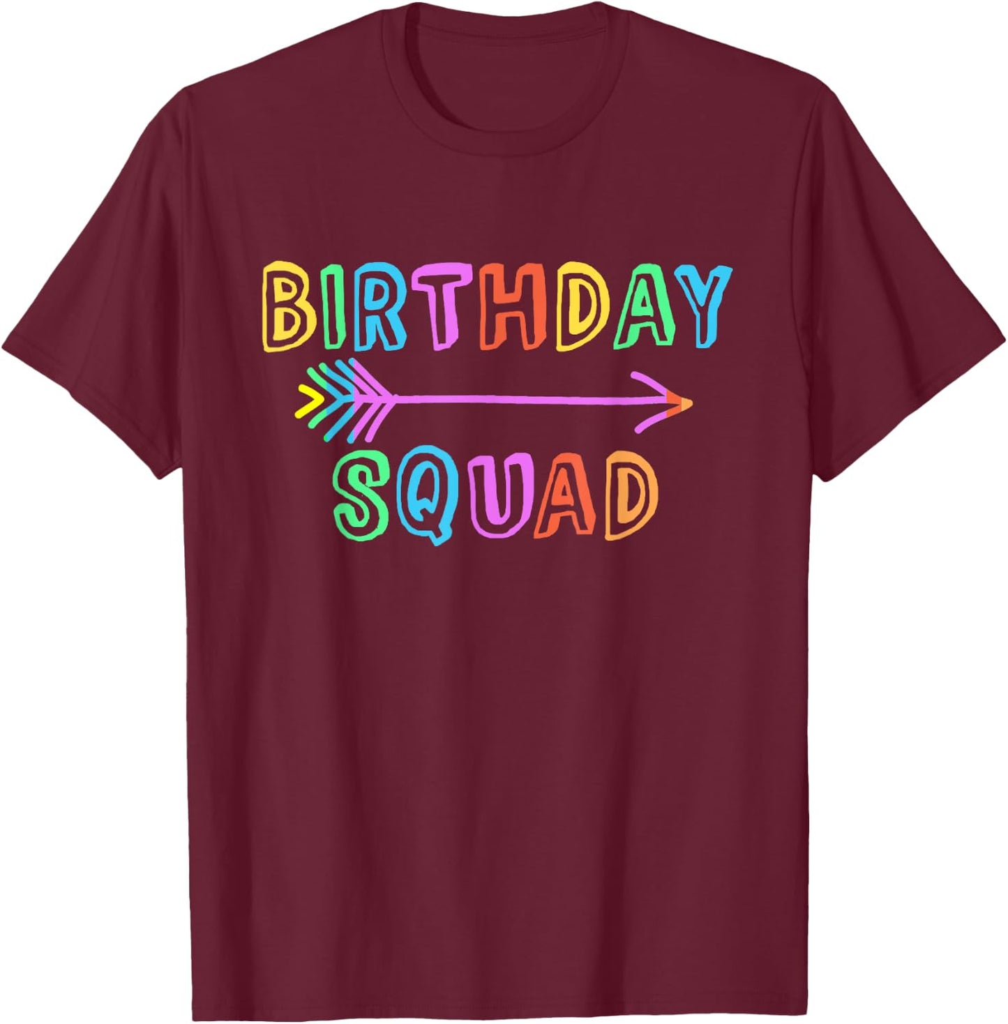 Colorful Kids Mom Dad Crew Matching Siblings Birthday Squad T-Shirt - T-Shirt | Maroon