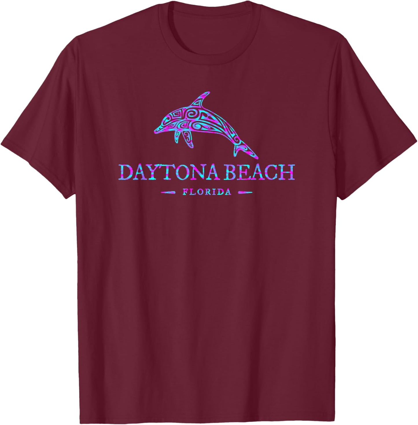 Daytona Beach Florida Dolphin Boys Girls Vacation Souvenir T-Shirt - T-Shirt | Maroon