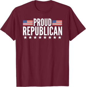 Proud Republican American Flag T-Shirt - T-Shirt | Maroon