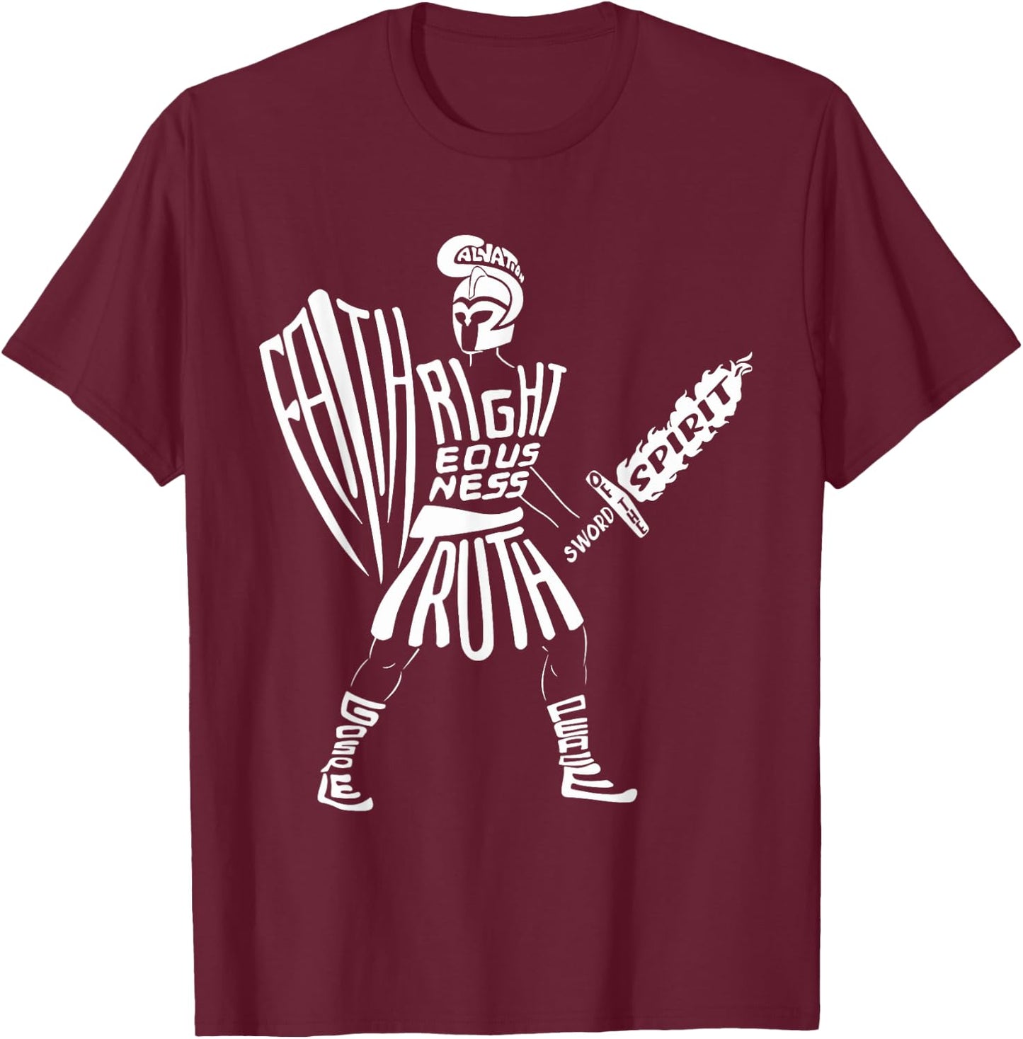 Put on The Full Armor of God, Christian Jesus, Bible Verse T-Shirt - T-Shirt | Maroon