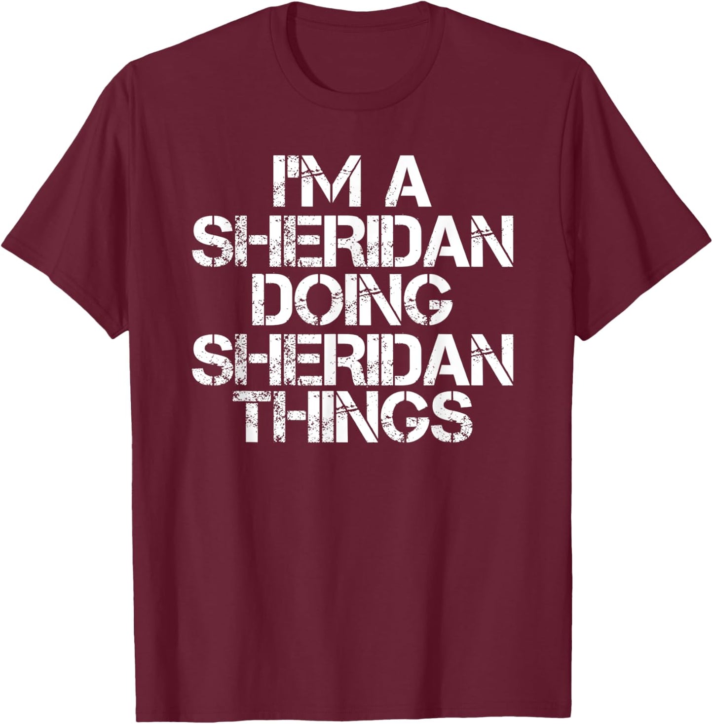 SHERIDAN Funny Surname Family Tree Birthday Reunion Gift T-Shirt - T-Shirt | Maroon
