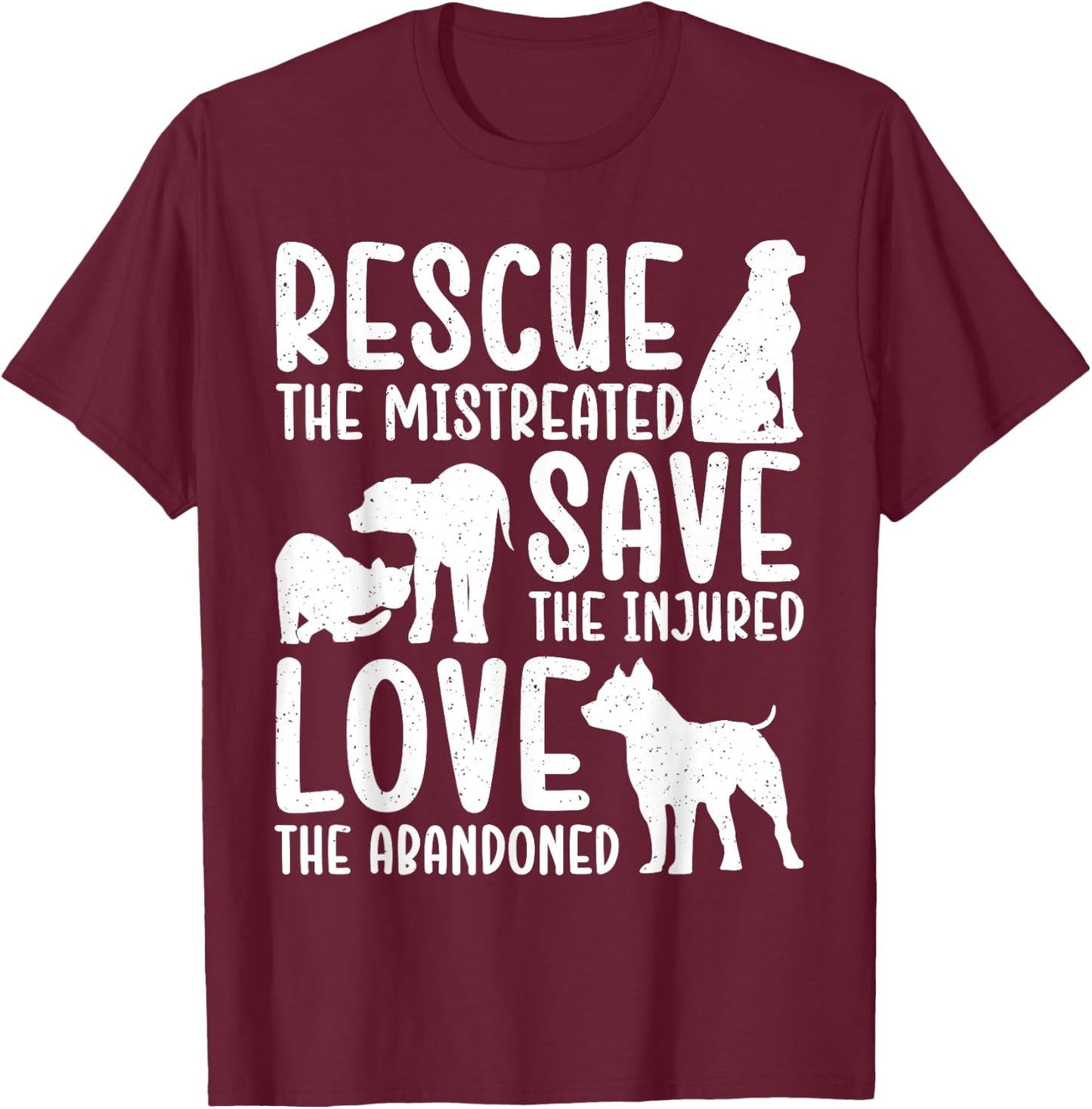 Best Animal Rescue Art Women Kids Dog Cat Pet Lovers T-Shirt - T-Shirt | Maroon