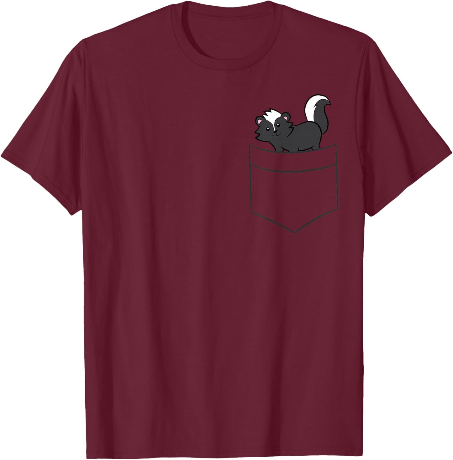 Skunk in Pocket Cute Pockets Skunk T-Shirt - T-Shirt | Maroon