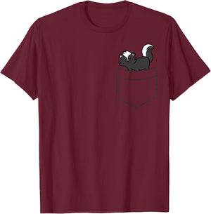 Skunk in Pocket Cute Pockets Skunk T-Shirt - T-Shirt | Maroon