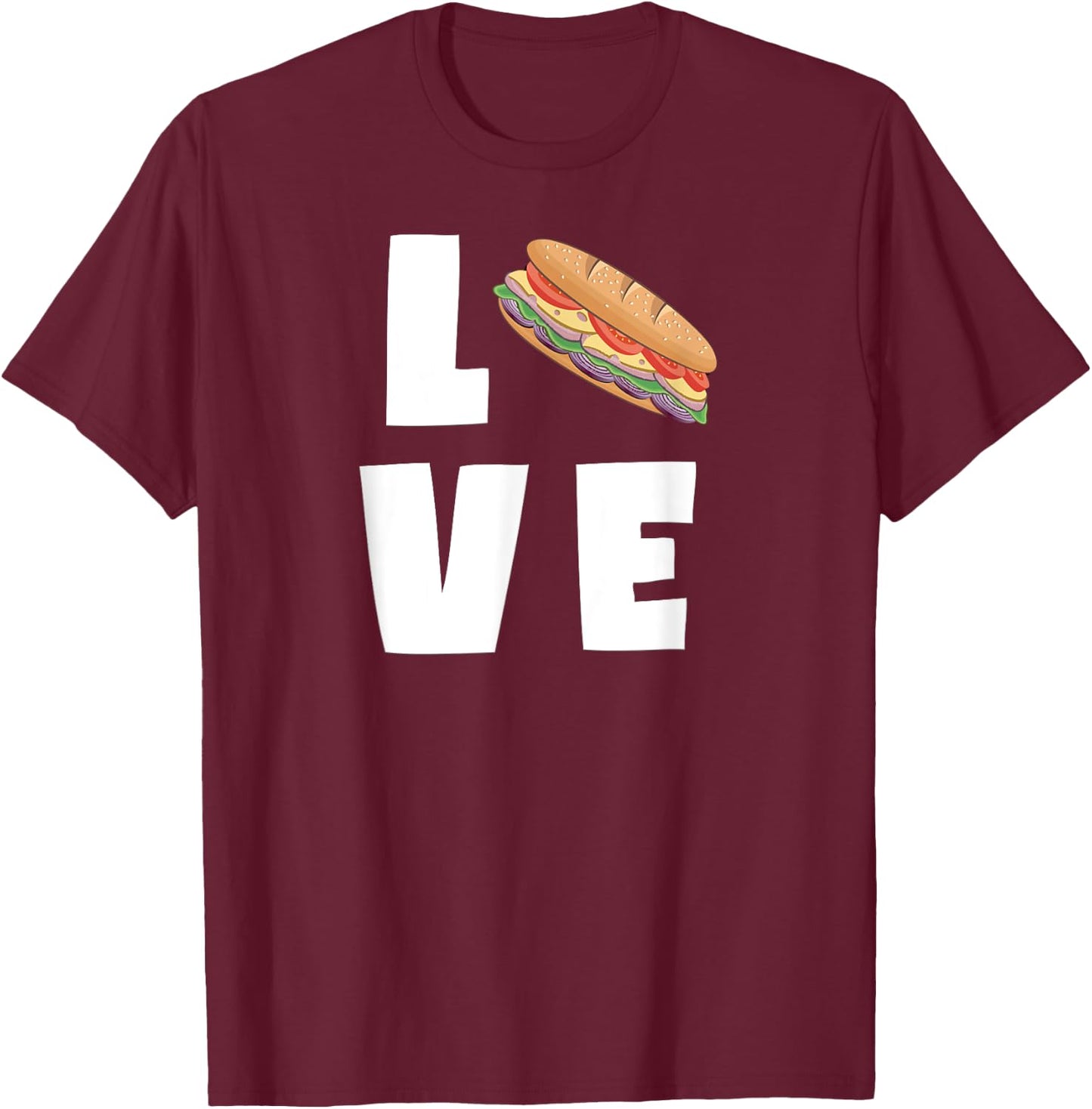 I Love Sub Sandwiches Funny Deli Hero Hoagie Food Lover T-Shirt - T-Shirt | Maroon