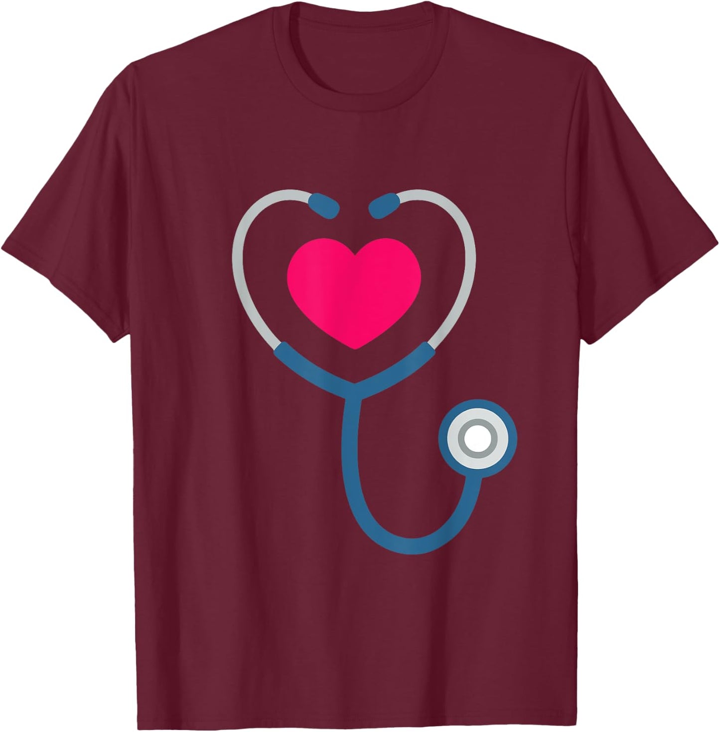 Heart Stethoscope Valentine for Nurse Doctor Gift T-Shirt - T-Shirt | Maroon
