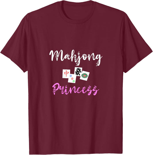 Mahjong Princess Mah Jongg Tiles Ma Jiang Chinese Game Set T-Shirt - T-Shirt | Maroon