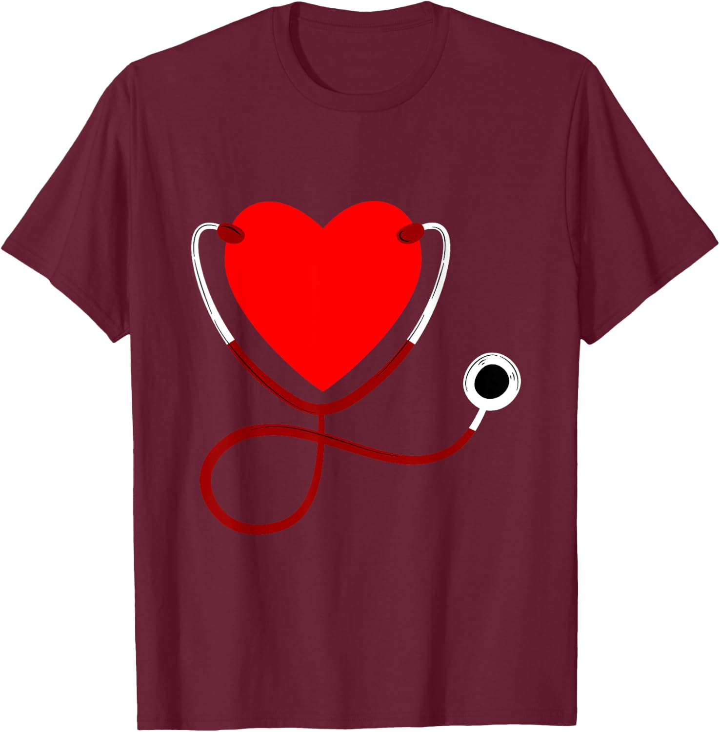 Stethoscope Heart Nurse Valentines Day Gift Nurse T-Shirt - T-Shirt | Maroon