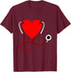 Stethoscope Heart Nurse Valentines Day Gift Nurse T-Shirt - T-Shirt | Maroon