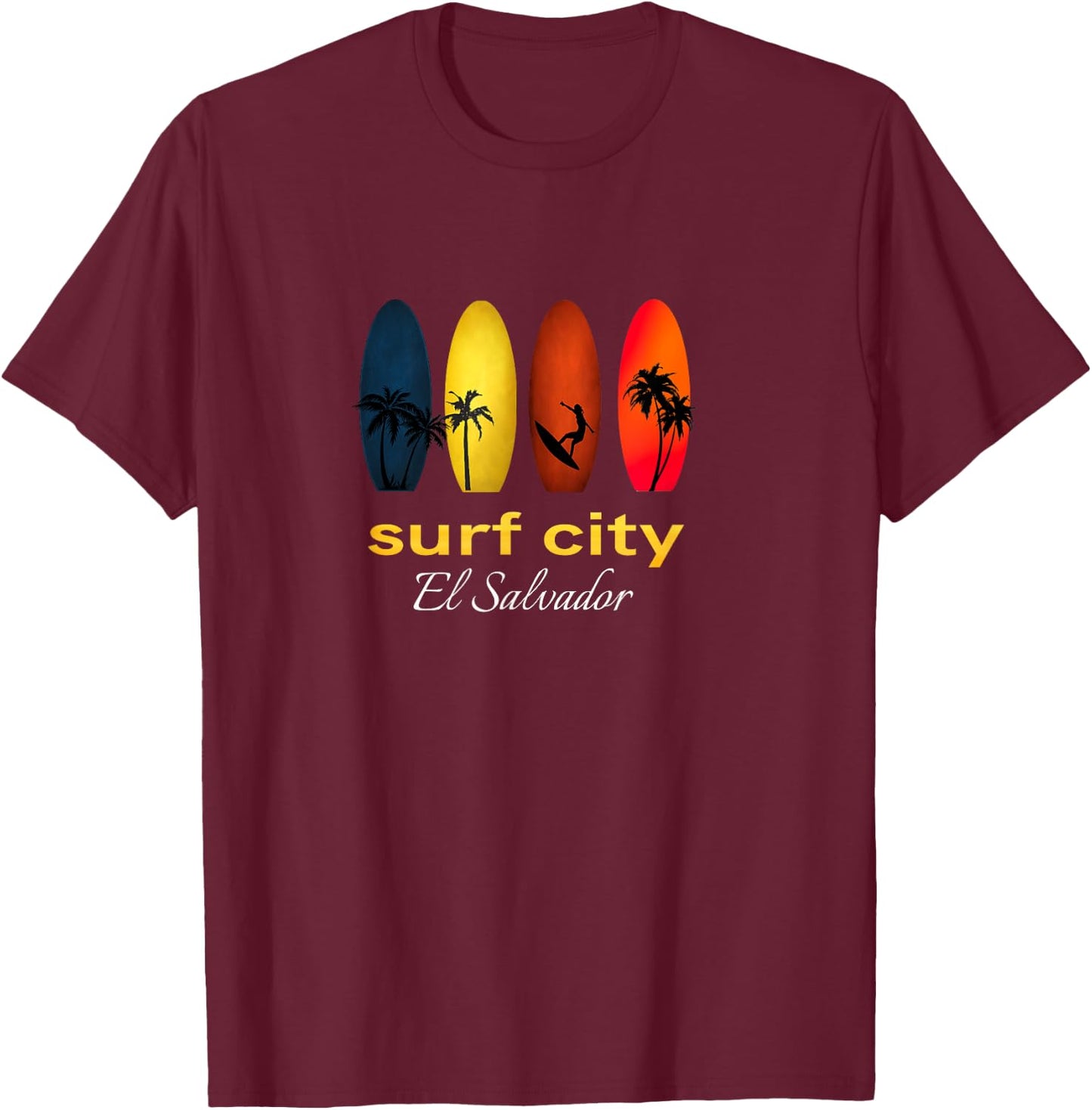 Surf City El Salvador El Sunzal SV Sivar Salvadorian playas T-Shirt - T-Shirt | Maroon
