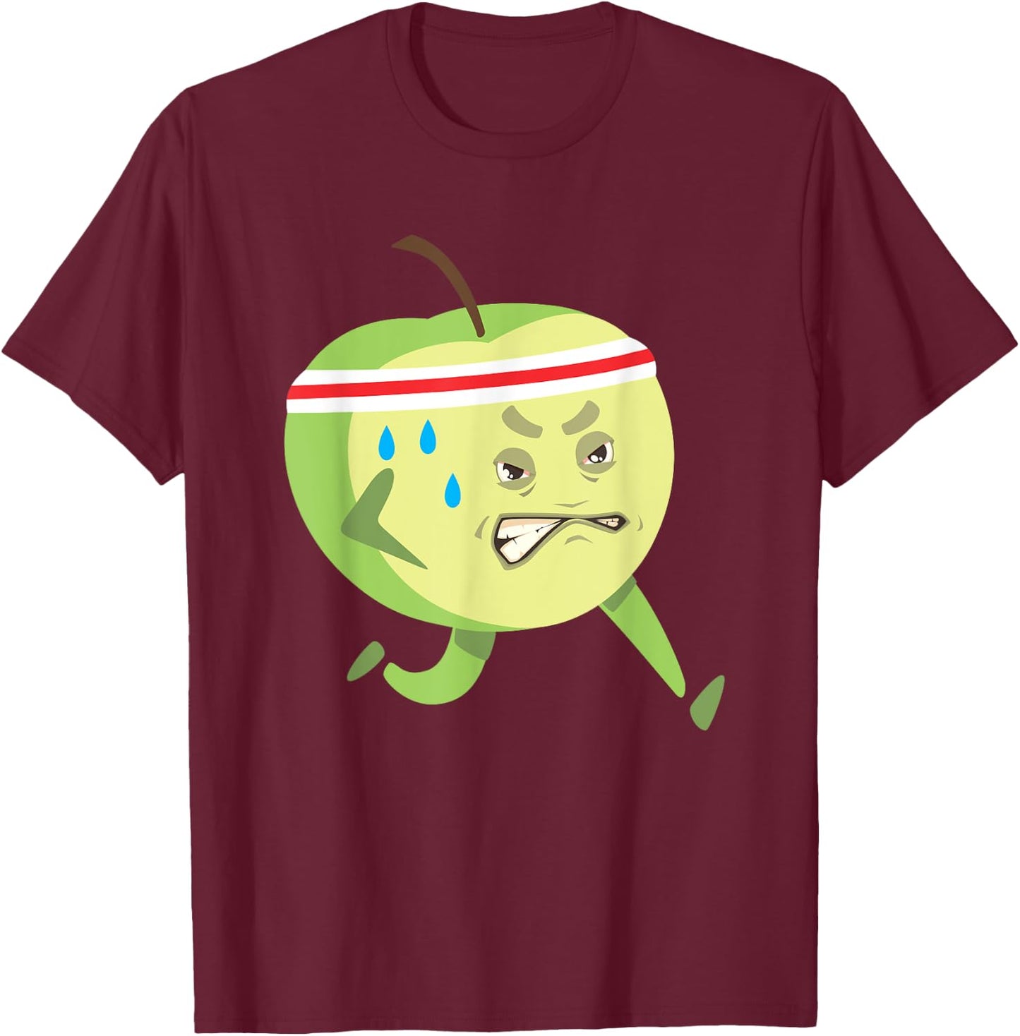Funny Running Apple Cardio Marathon Runner Sweating Apple T-Shirt - T-Shirt | Maroon