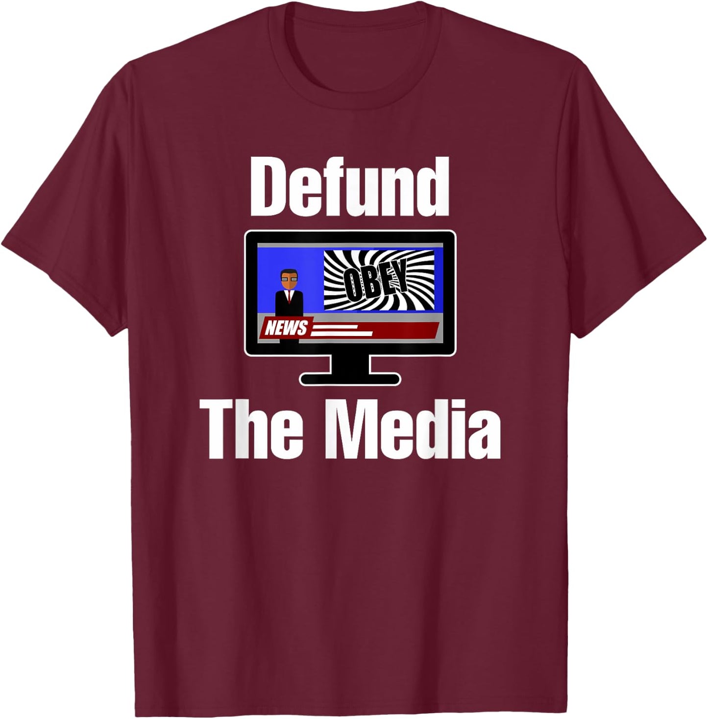 Defund The Media Shirt Fake News Propaganda T-Shirt - T-Shirt | Maroon