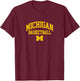 University of Michigan Wolverines U of M Basketball T-Shirt - T-Shirt | Maroon