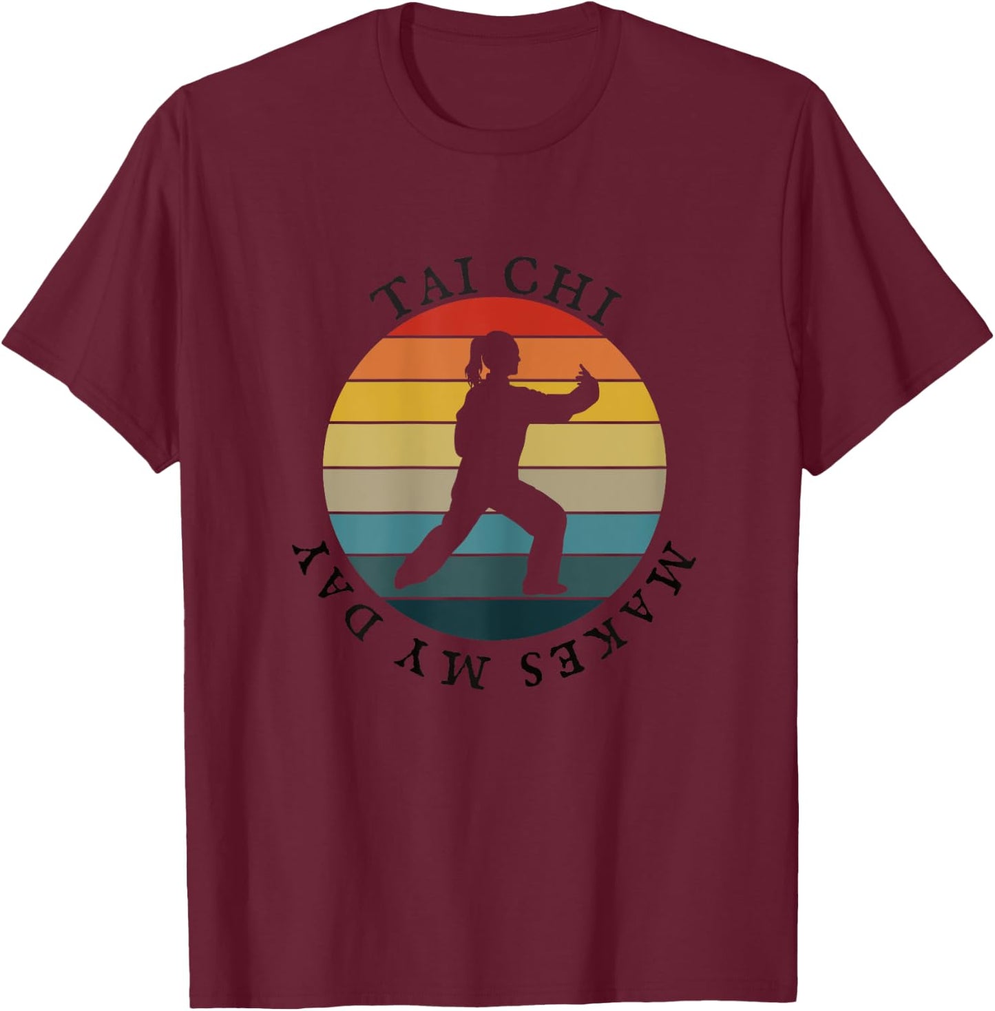 Tai Chi Makes My Day, Women Retro Vintage 80s Yin Yang T-Shirt - T-Shirt | Maroon
