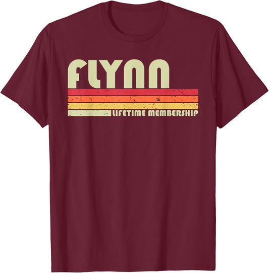 FLYNN Surname Funny Retro Vintage 80s 90s Birthday Reunion T-Shirt - T-Shirt | Maroon