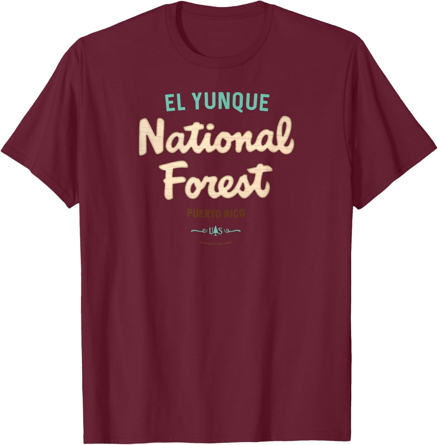 El Yunque National Forest Puerto Rico USFS Script Logo T-Shirt - T-Shirt | Maroon