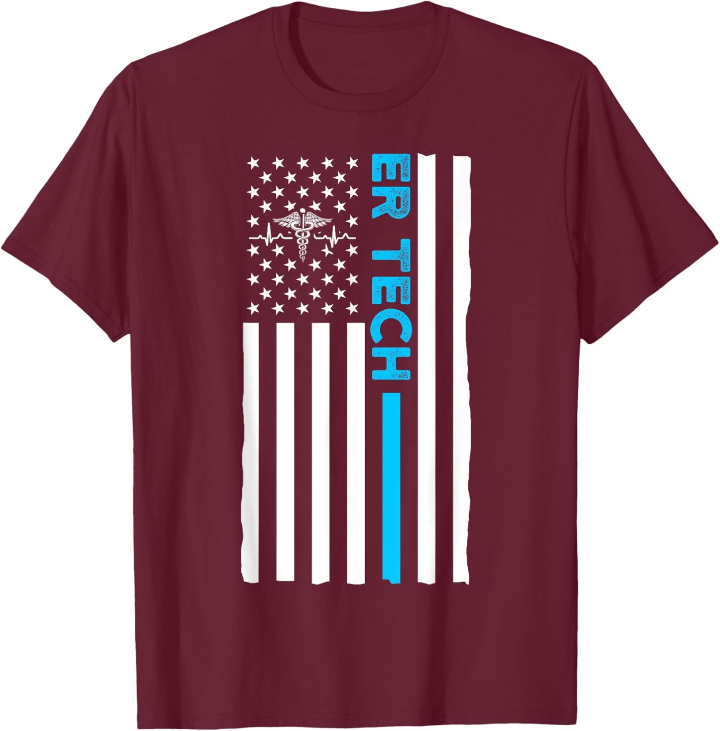 ER Technician US Flag Emergency Room Tech T-Shirt - T-Shirt | Maroon