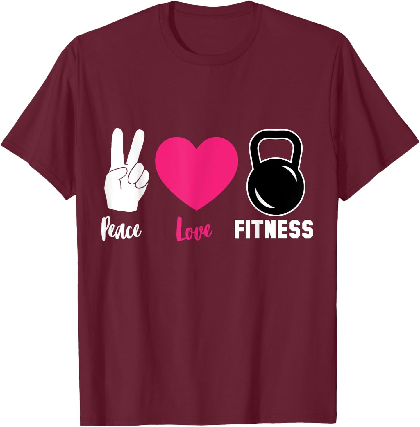 Peace Love Kettlebell Workout Cool Fitness Lover Gift T-Shirt - T-Shirt | Maroon