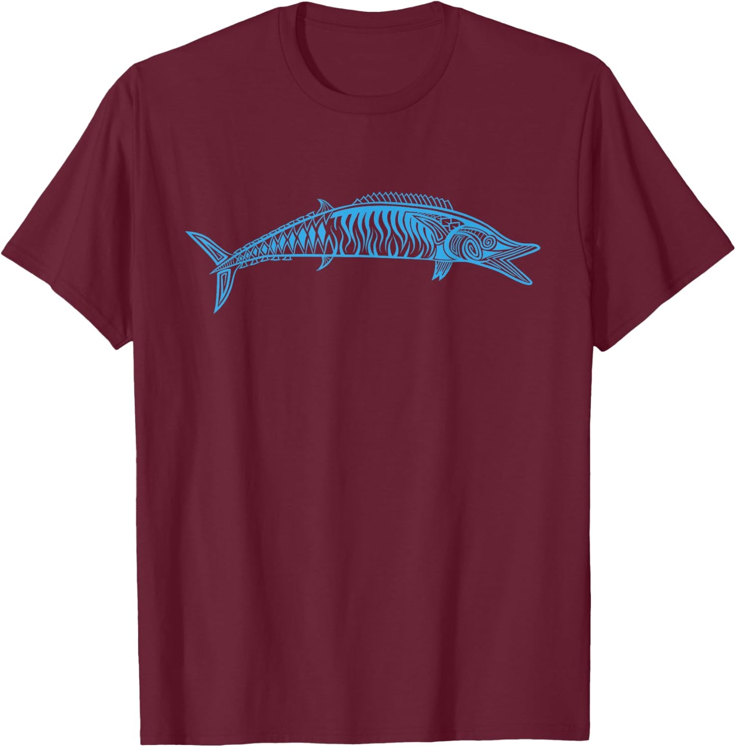 Wahoo Fishing Native Hawaiian - Hawaiian Tribal T-Shirt - T-Shirt | Maroon