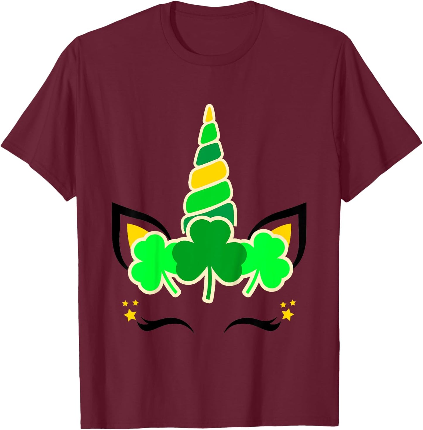 Kids Girls St Patricks Day Unicorn Toddler Shamrock Baby Clover T-Shirt - T-Shirt | Maroon