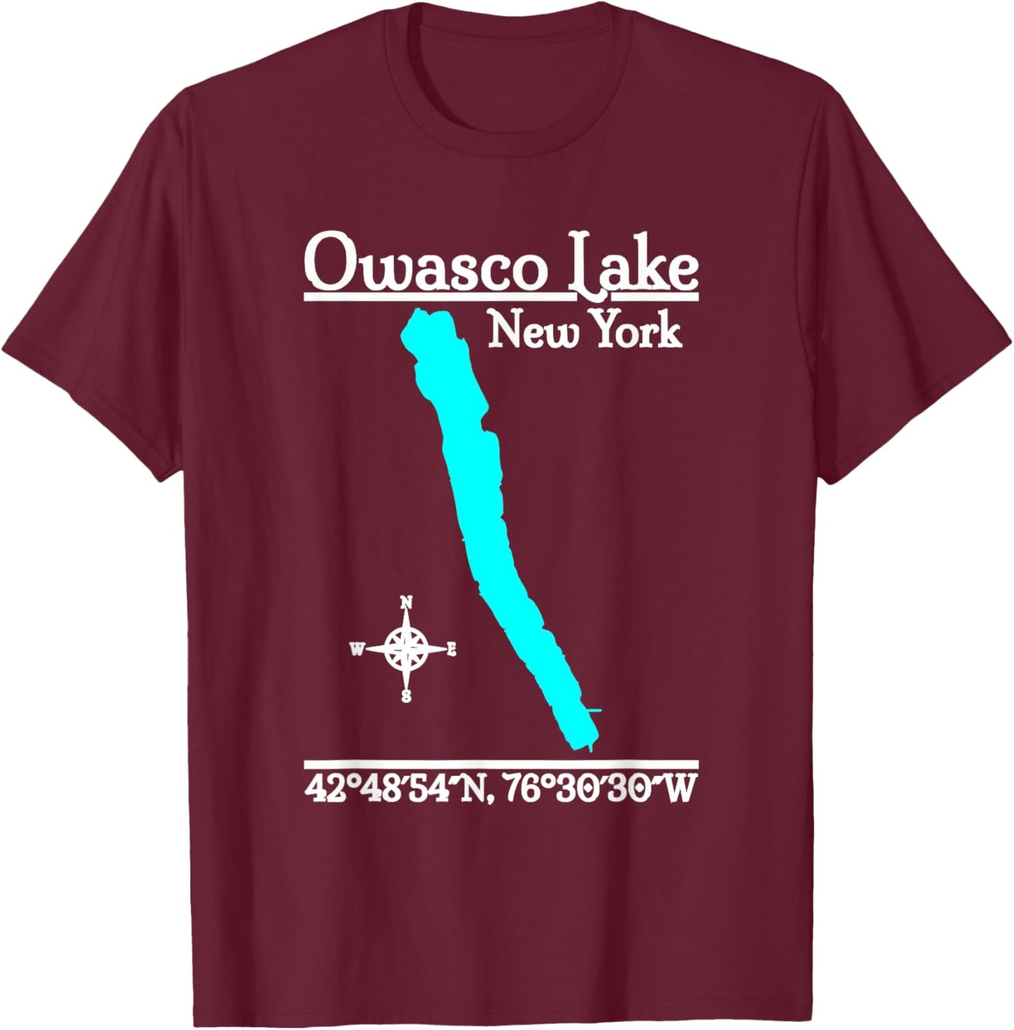 Owasco Lake, New York T-Shirt - T-Shirt | Maroon