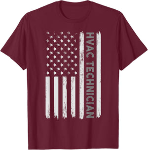 US HVAC Technician Gift USA Repairman Men Fourth Of July T-Shirt - T-Shirt | Maroon