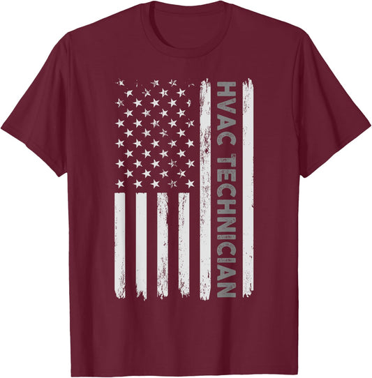 US HVAC Technician Gift USA Repairman Men Fourth Of July T-Shirt - T-Shirt | Maroon