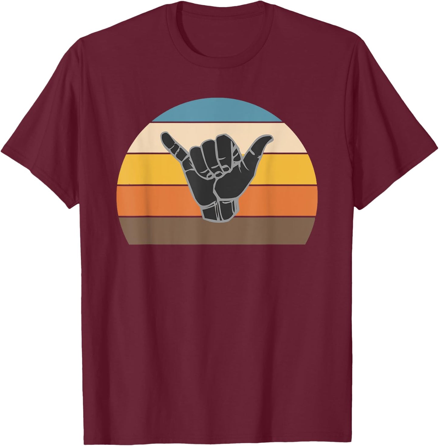 Retro Shaka Hand Surf Sign - Cool Surfer / Surfing Culture T-Shirt - T-Shirt | Maroon