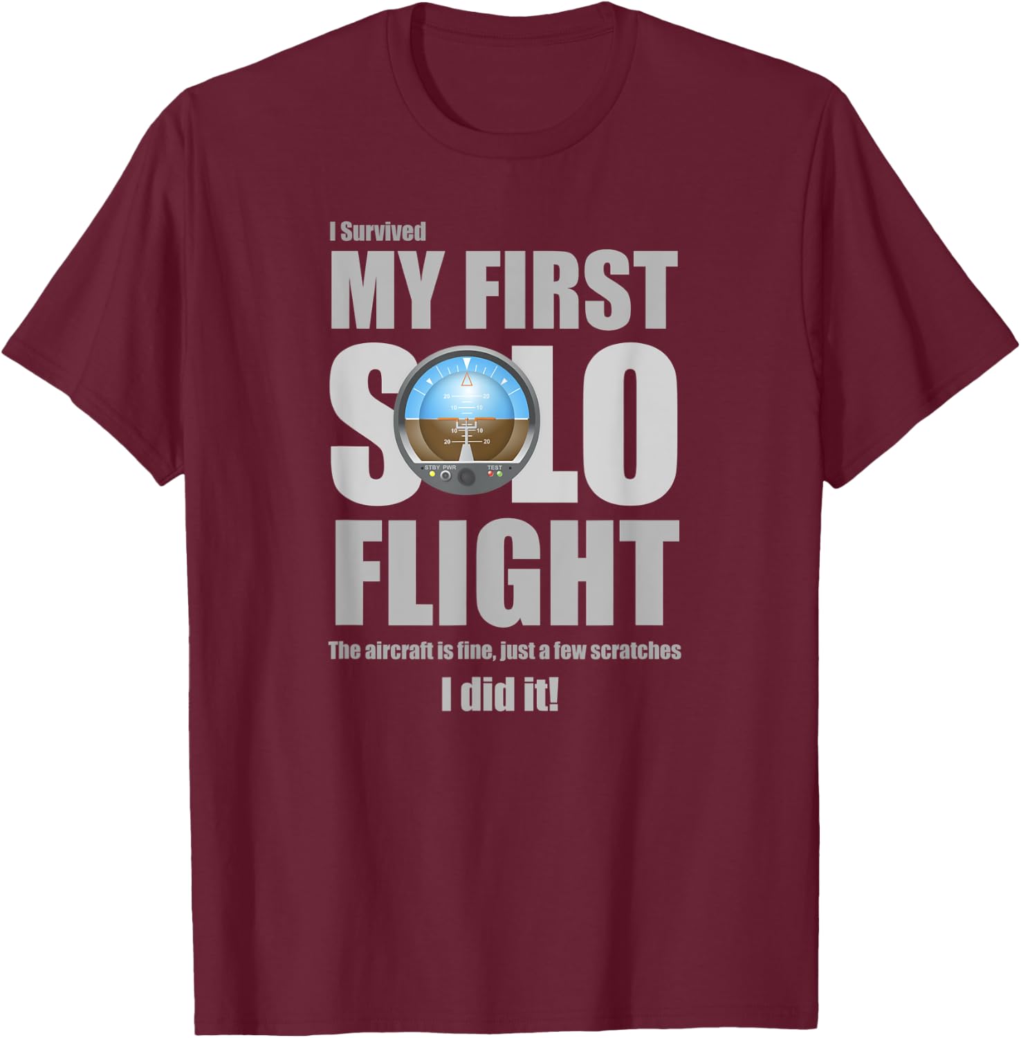 I Survived My First Solo Flight! T-Shirt - T-Shirt | Maroon