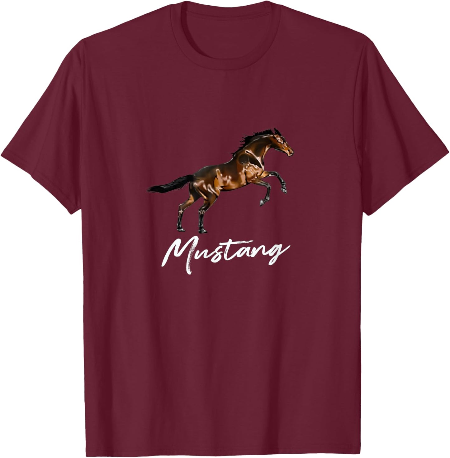 Running Wild Mustang Horse breed Equestrian Lover Shirt T-Shirt - T-Shirt | Maroon