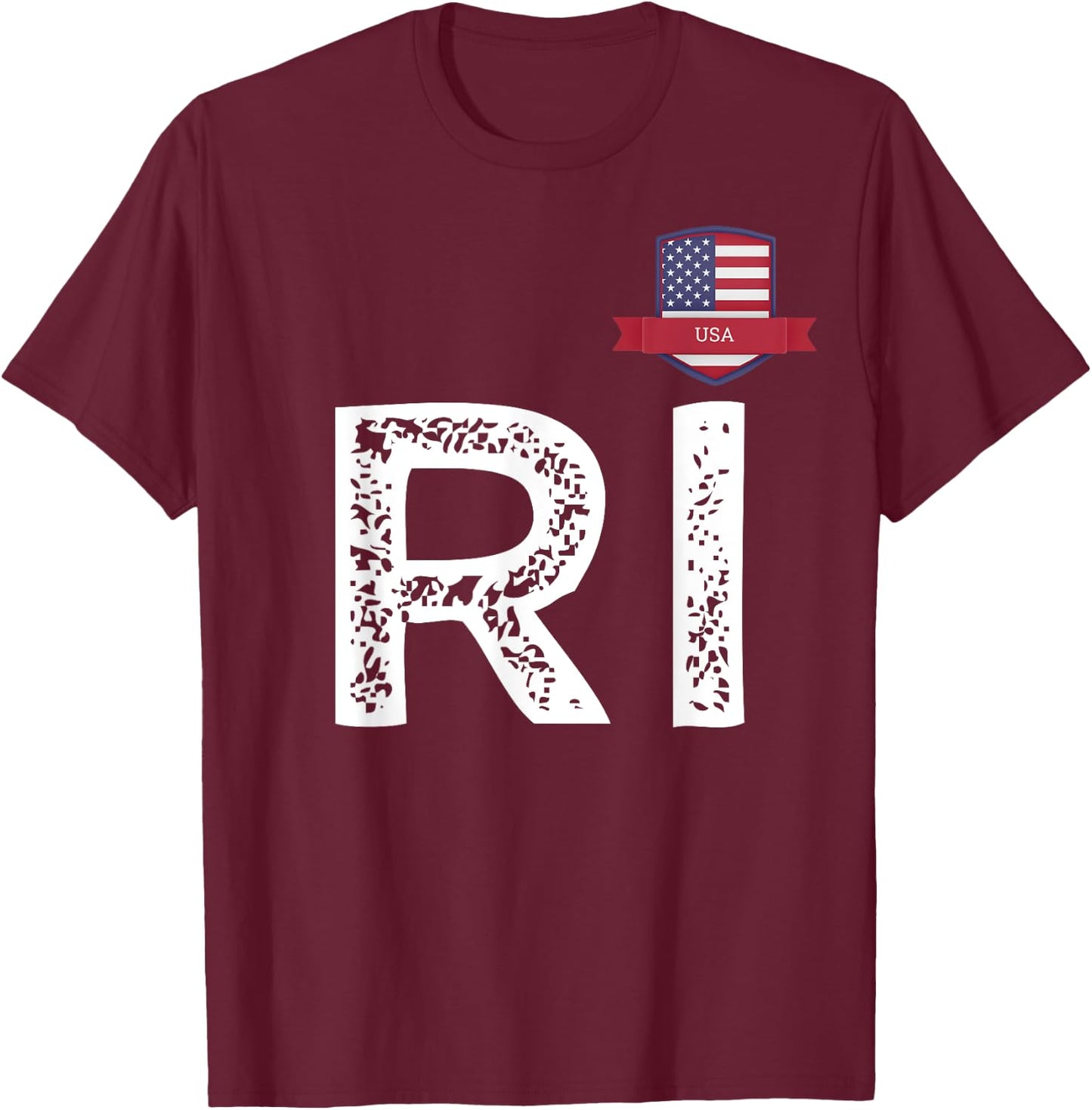 USA Human-Flag Letter R and I American USA T-Shirt - T-Shirt | Maroon